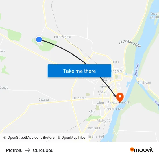 Pietroiu to Curcubeu map