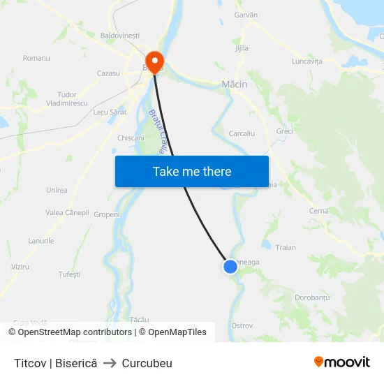 Titcov | Biserică to Curcubeu map