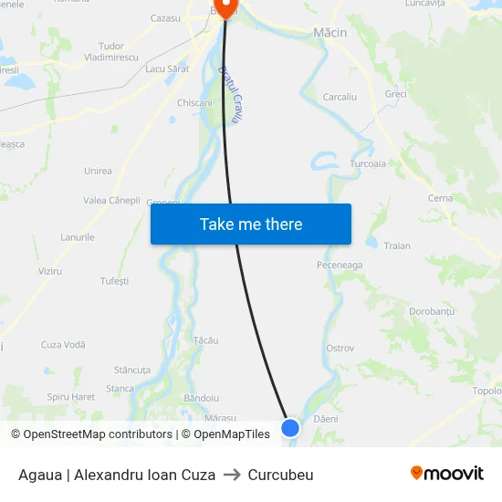 Agaua | Alexandru Ioan Cuza to Curcubeu map