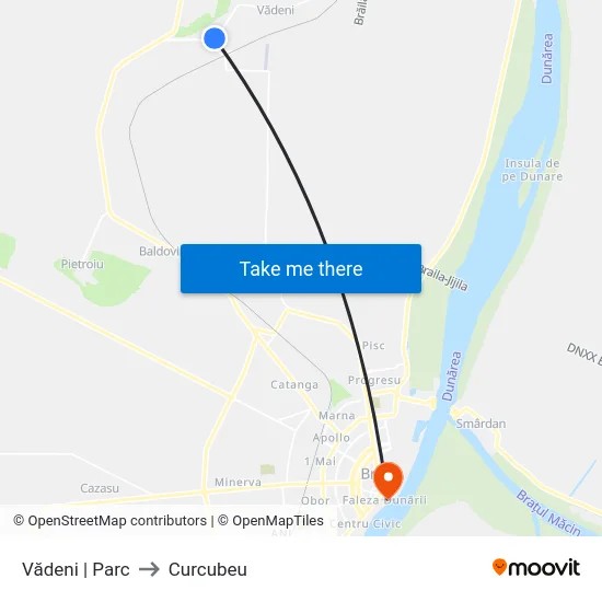 Vădeni | Parc to Curcubeu map