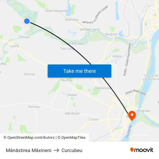Mănăstirea Măxineni to Curcubeu map