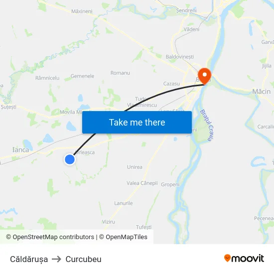Căldărușa to Curcubeu map