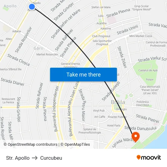 Str. Apollo to Curcubeu map