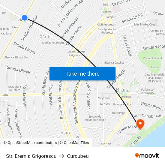 Str. Eremia Grigorescu to Curcubeu map