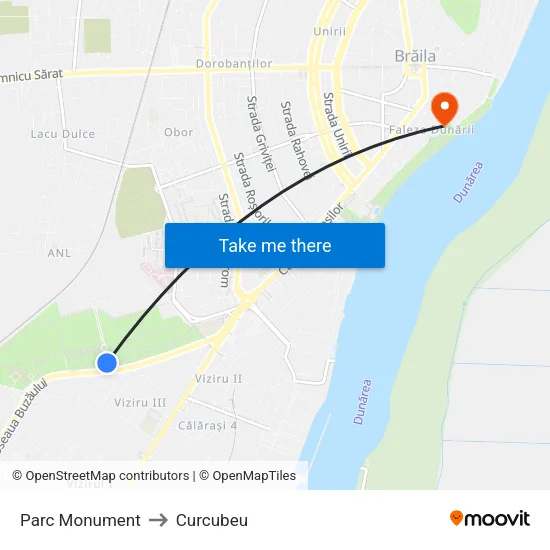 Parc Monument to Curcubeu map