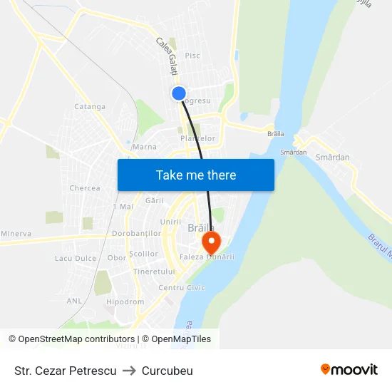 Str. Cezar Petrescu to Curcubeu map