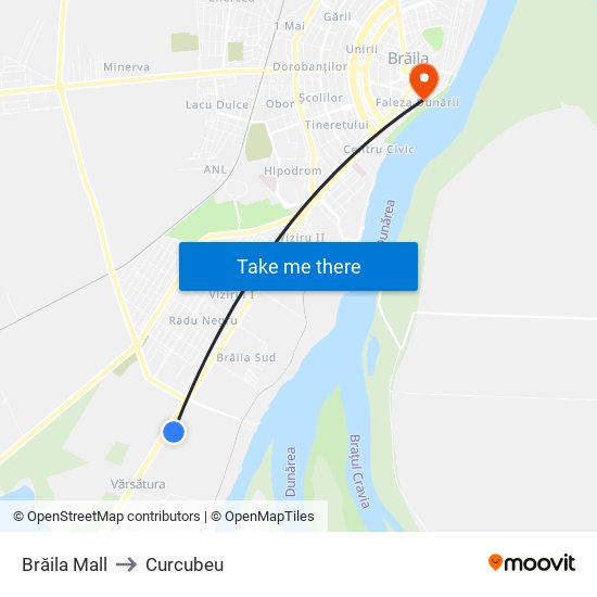 Brăila Mall to Curcubeu map