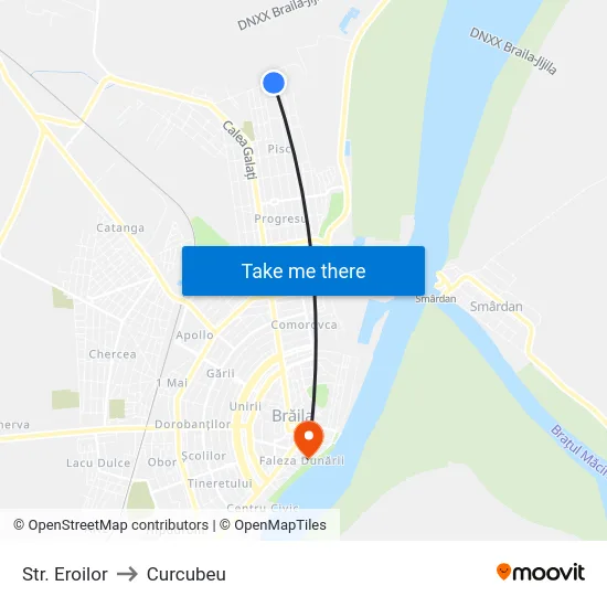 Str. Eroilor to Curcubeu map
