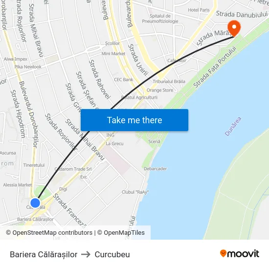 Bariera Călărașilor to Curcubeu map