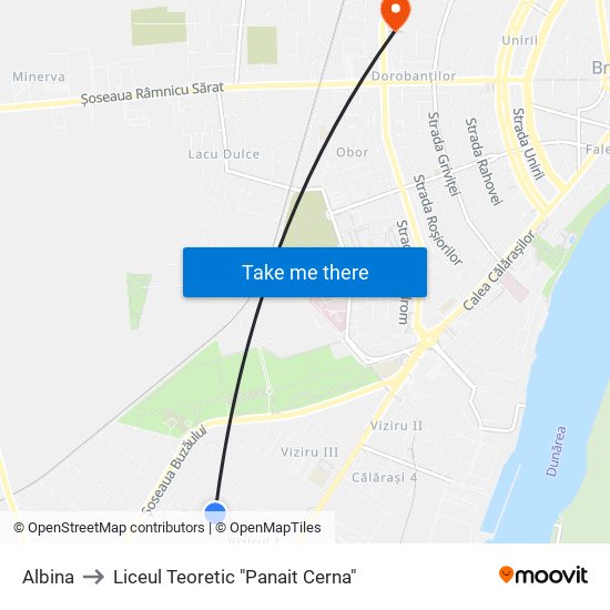 Albina to Liceul Teoretic "Panait Cerna" map