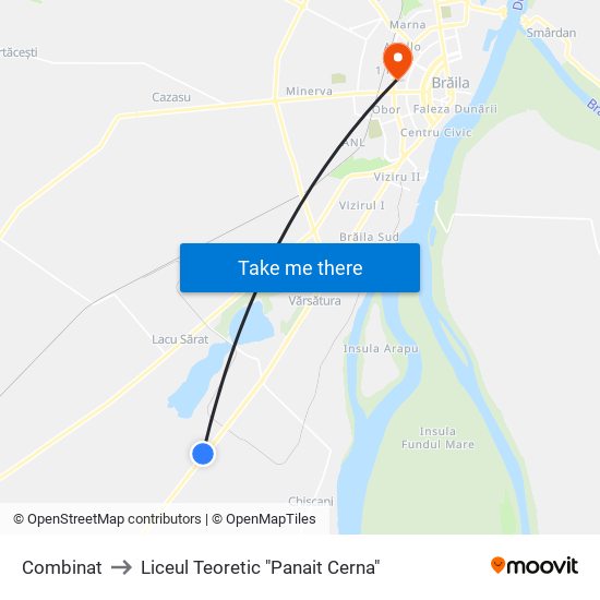 Combinat to Liceul Teoretic "Panait Cerna" map