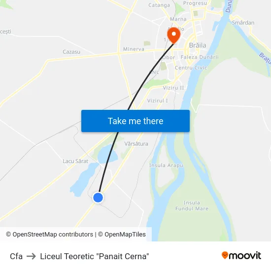 Cfa to Liceul Teoretic "Panait Cerna" map