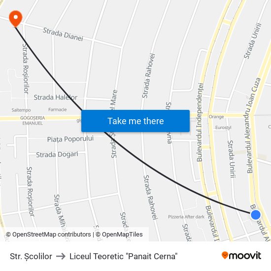 Str. Școlilor to Liceul Teoretic "Panait Cerna" map