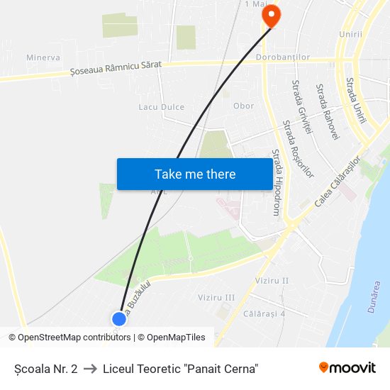 Școala Nr. 2 to Liceul Teoretic "Panait Cerna" map