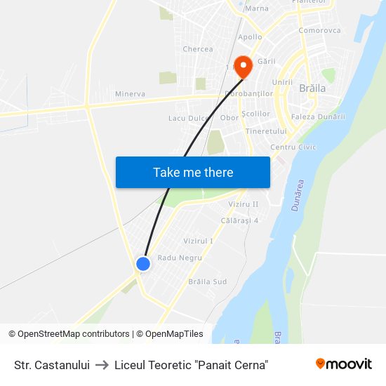 Str. Castanului to Liceul Teoretic "Panait Cerna" map
