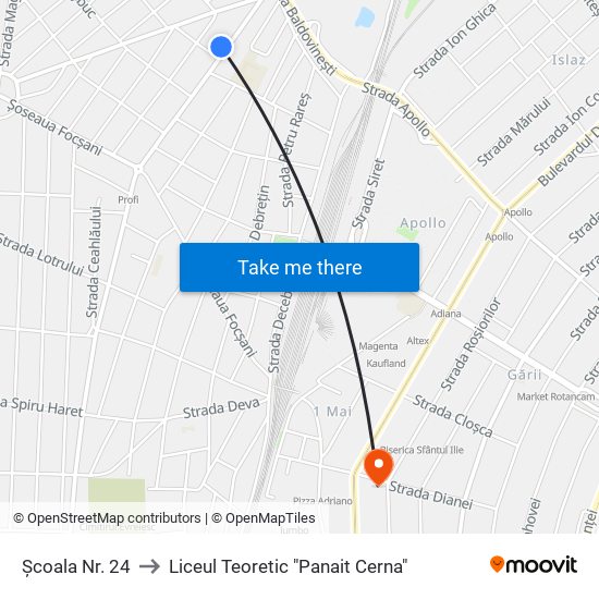 Școala Nr. 24 to Liceul Teoretic "Panait Cerna" map