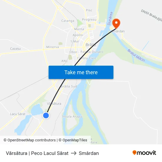 Vărsătura | Peco Lacul Sărat to Smârdan map