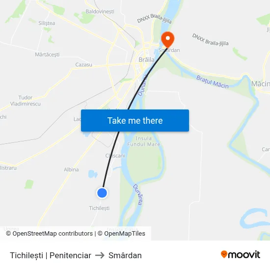 Tichilești | Penitenciar to Smârdan map