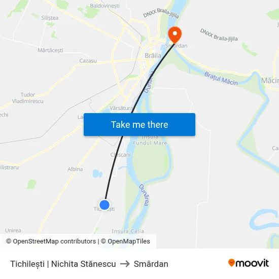 Tichilești | Nichita Stănescu to Smârdan map