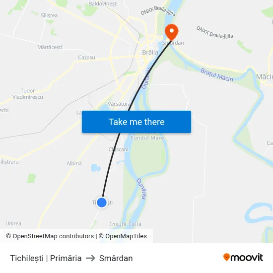 Tichilești | Primăria to Smârdan map