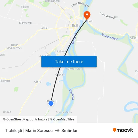 Tichilești | Marin Sorescu to Smârdan map