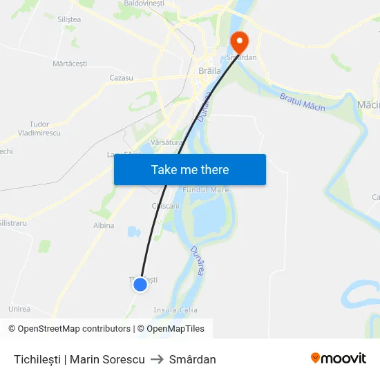 Tichilești | Marin Sorescu to Smârdan map