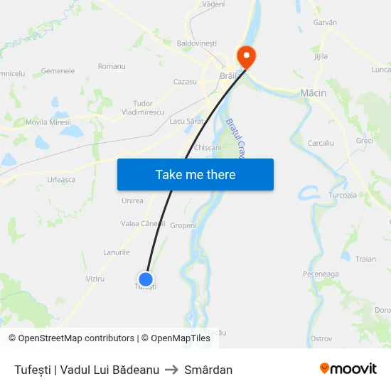 Tufești | Vadul Lui Bădeanu to Smârdan map