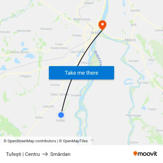 Tufești | Centru to Smârdan map