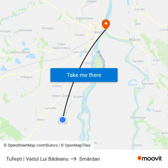 Tufești | Vadul Lui Bădeanu to Smârdan map