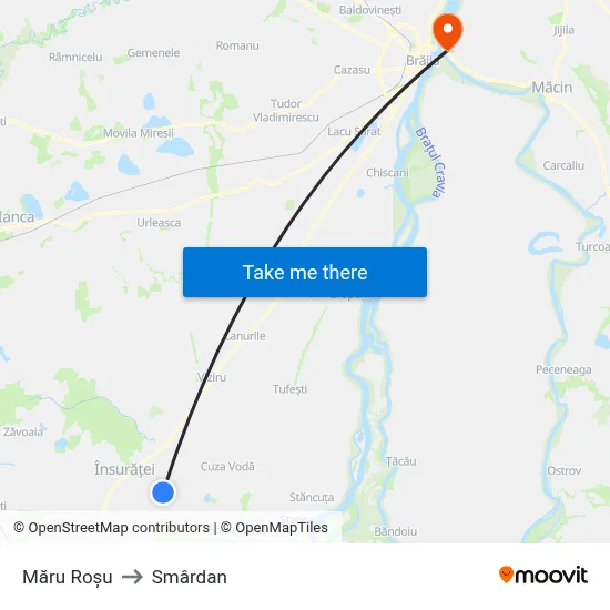 Măru Roșu to Smârdan map