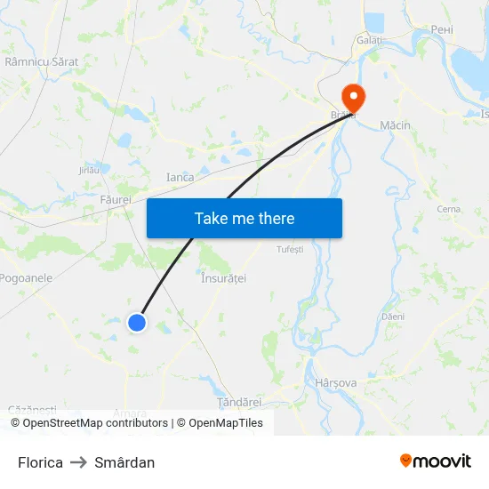 Florica to Smârdan map