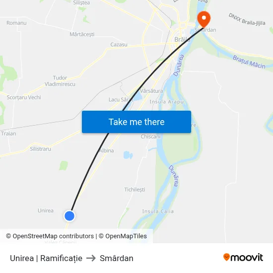 Unirea | Ramificație to Smârdan map