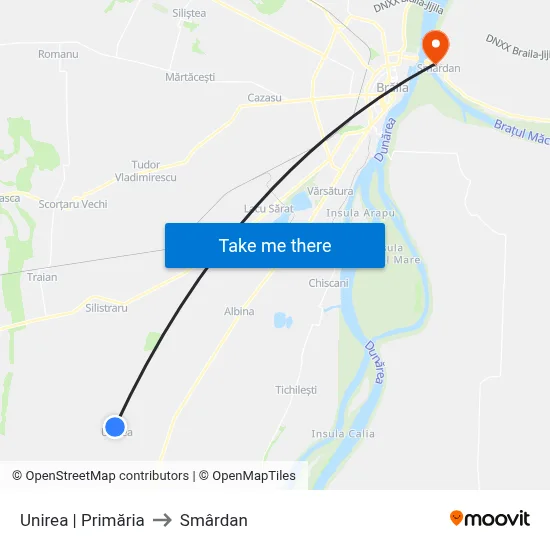 Unirea | Primăria to Smârdan map