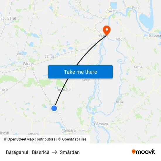 Bărăganul | Biserică to Smârdan map