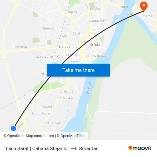 Lacu Sărat | Cabana Stejarilor to Smârdan map