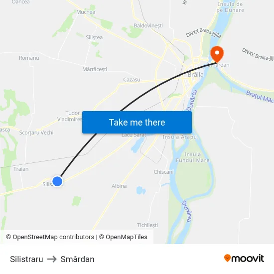 Silistraru to Smârdan map