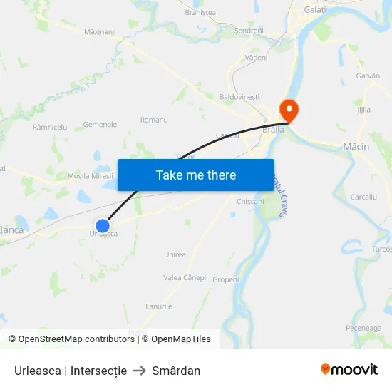 Urleasca | Intersecție to Smârdan map