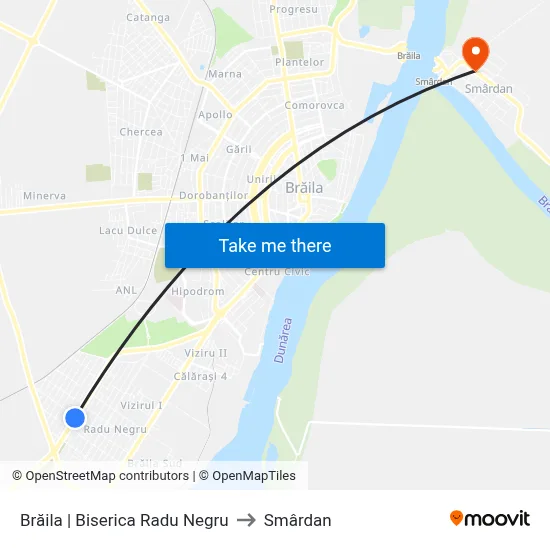 Brăila | Biserica Radu Negru to Smârdan map