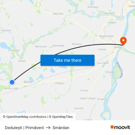 Dedulești | Primăverii to Smârdan map
