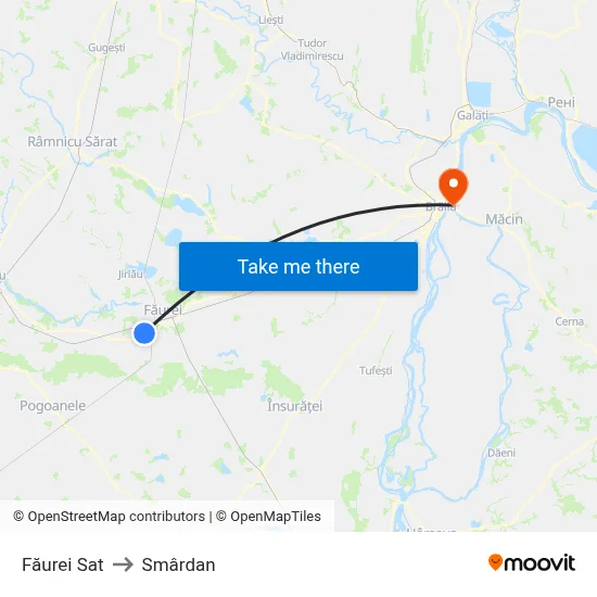 Făurei Sat to Smârdan map