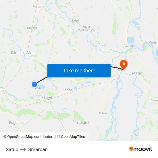 Sătuc to Smârdan map