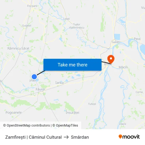 Zamfirești | Căminul Cultural to Smârdan map