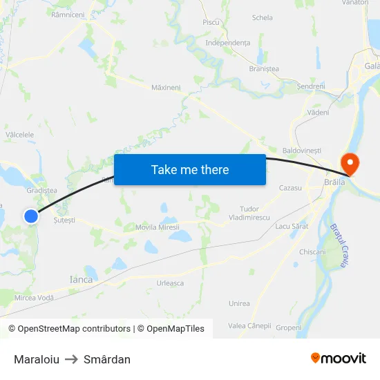 Maraloiu to Smârdan map