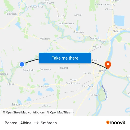 Boarca | Albinei to Smârdan map