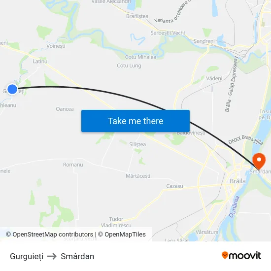 Gurguieți to Smârdan map