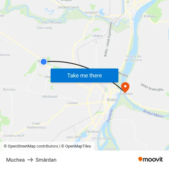 Muchea to Smârdan map
