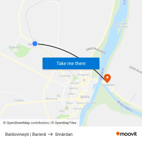 Baldovinești | Barieră to Smârdan map