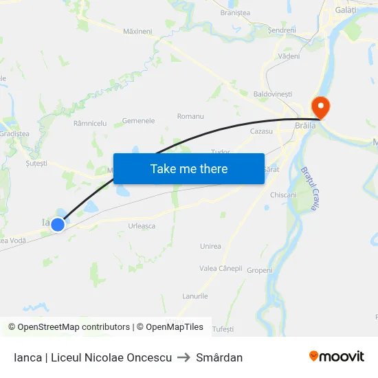 Ianca | Liceul Nicolae Oncescu to Smârdan map