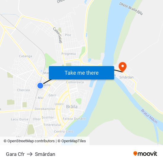Gara Cfr to Smârdan map
