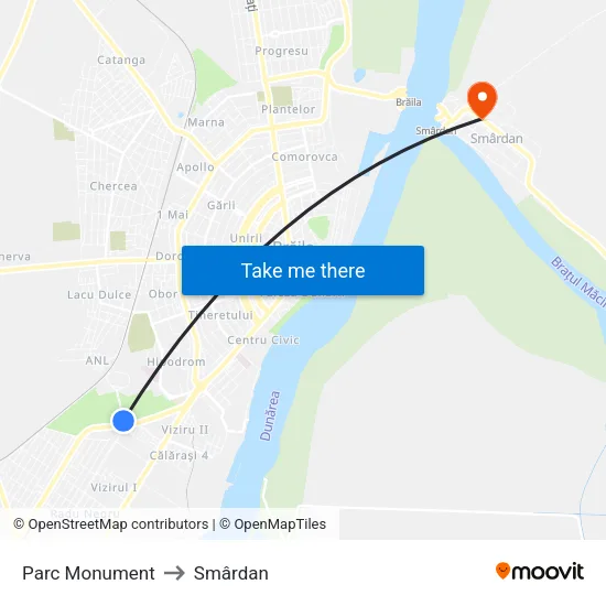 Parc Monument to Smârdan map